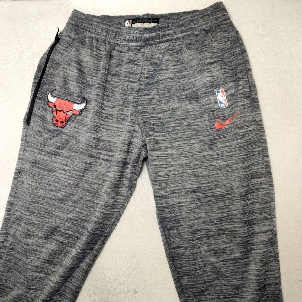 Chicago Bulls Nike Jogger Pants Mens XL Gray NBA Dri-FIT Basketball Taper 932722